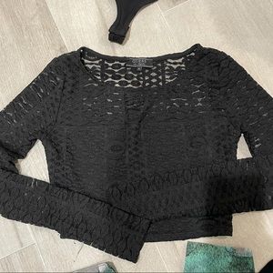 Guess lace long sleeve crop top